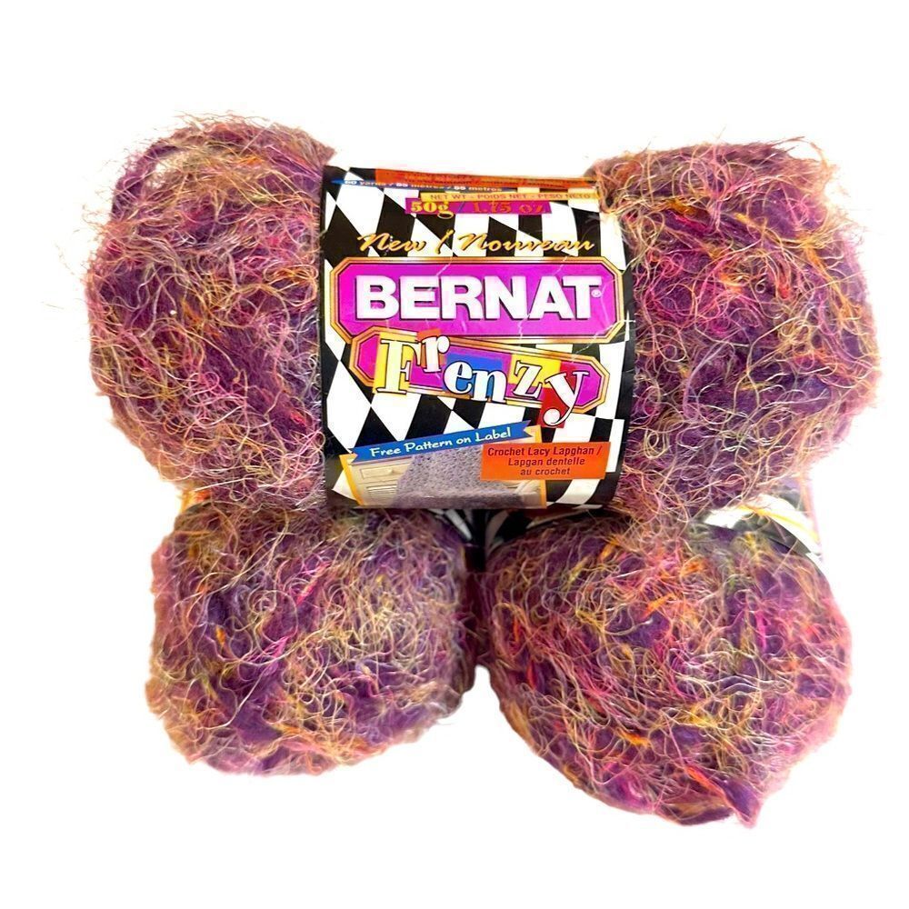 NEW 3 SKEINS (DISCONTINUED) BERNAT FRENZY 101 YARN ULTRA VIOLET